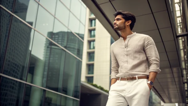 Premium fashion hero banner showing a stylish Indian model in contemporary urban clothing.